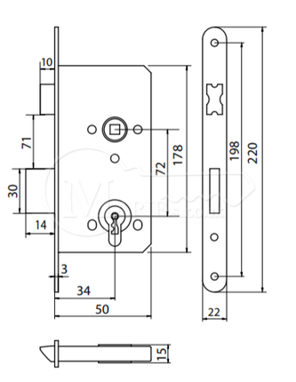 ZZ Metal-plast ZZB1 72/34/22 pravý