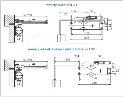 GEZE TS-1000 s ramienkom hnedý