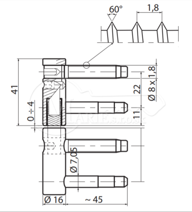 Záves Pol-soft 16mm 3D regulovaný žl.zin