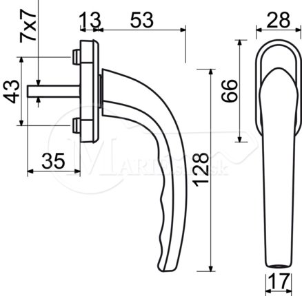 Okenná kľučka RI RHW.007 F9