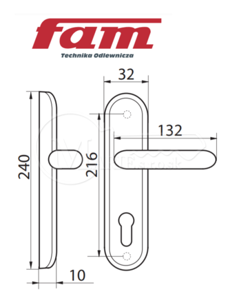 Kov FAM K+K 85/240/32 chrom/mat prava