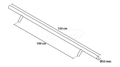 Madlo ANTABA 150CM jed.str. okr.vyhnuté