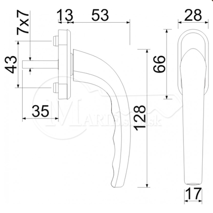 Okenná kľučka RI RHW.007 F8019