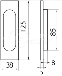Úchytka vpustená SP 125x38 2ks Ni/sat