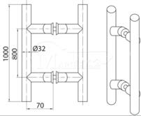 Madlo Harko 1000x800 ohnuté 32mm pár